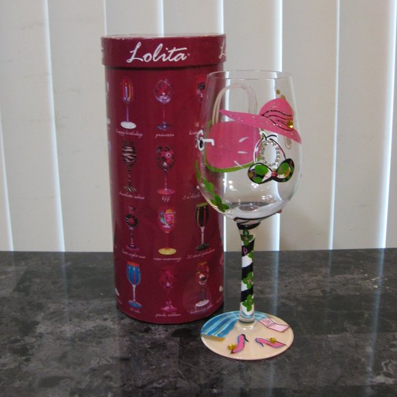 Lolita Other - NWT Lolita Beach Diva hand painted wine glass 15oz